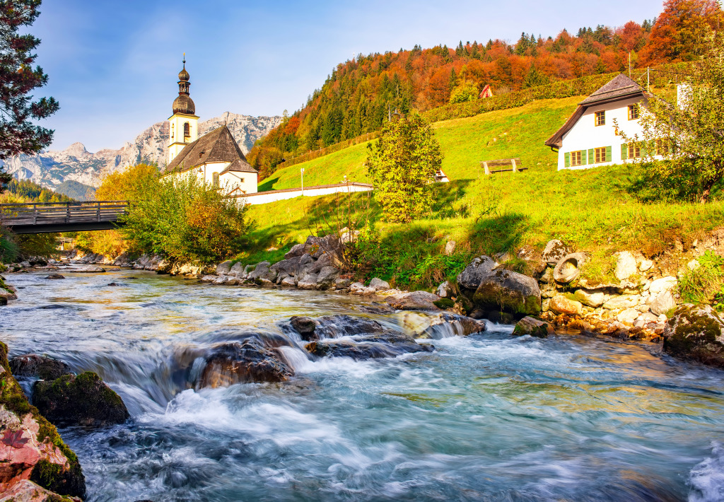 Ramsauer Ache River, Bavaria, Germany jigsaw puzzle in Waterfalls puzzles on TheJigsawPuzzles.com