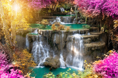 Bright Foliage at the Waterfall jigsaw puzzle in Waterfalls puzzles on ...