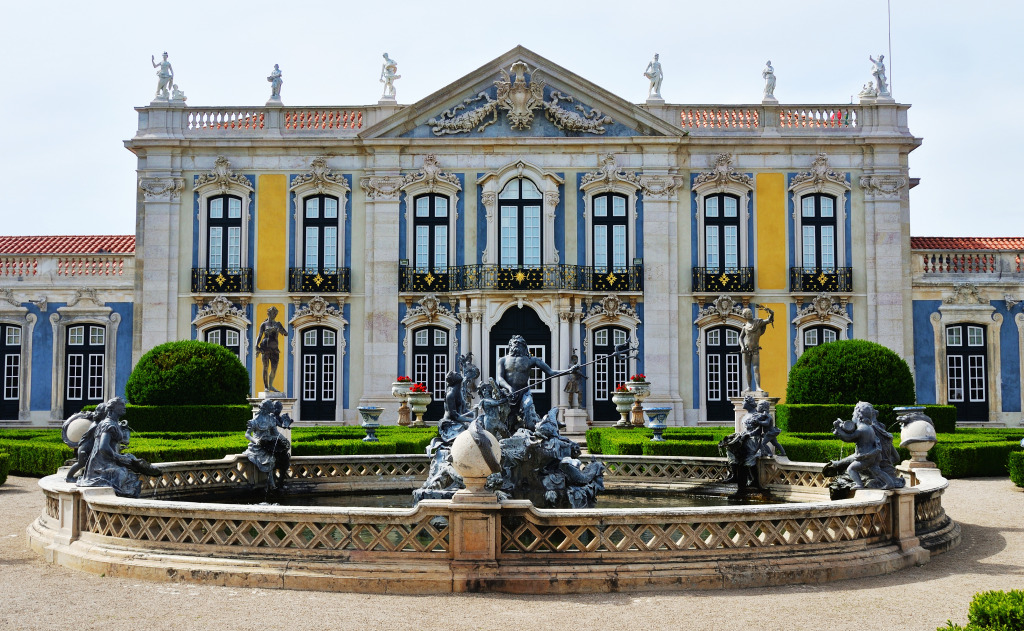 Neptungärten, Königspalast von Queluz, Portugal jigsaw puzzle in Schlösser puzzles on TheJigsawPuzzles.com