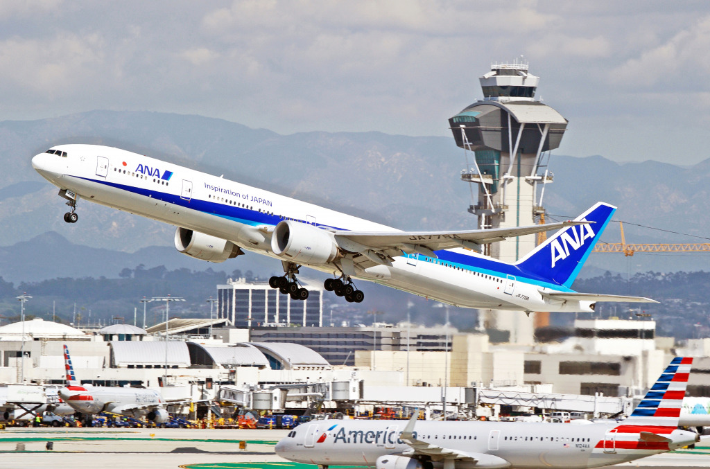 All Nippon Airways Boeing 777, Los Angeles, USA jigsaw puzzle in Aviation puzzles on TheJigsawPuzzles.com