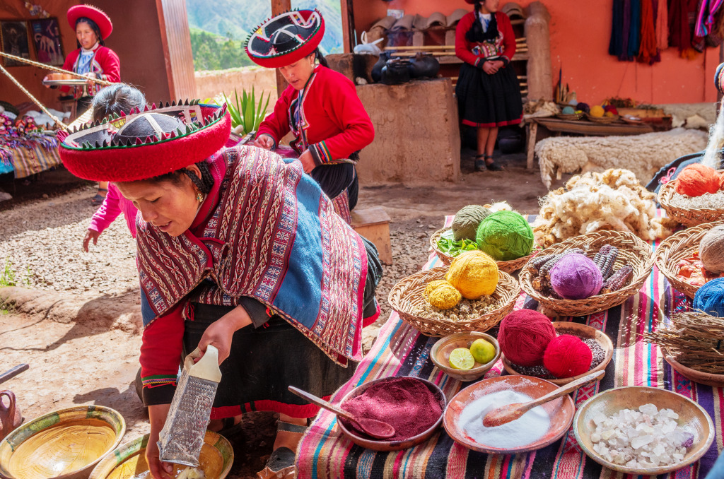 Wool Dying in Chinchero, Peru jigsaw puzzle in People puzzles on TheJigsawPuzzles.com