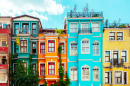 Colourful Houses in Balat District, Istanbul