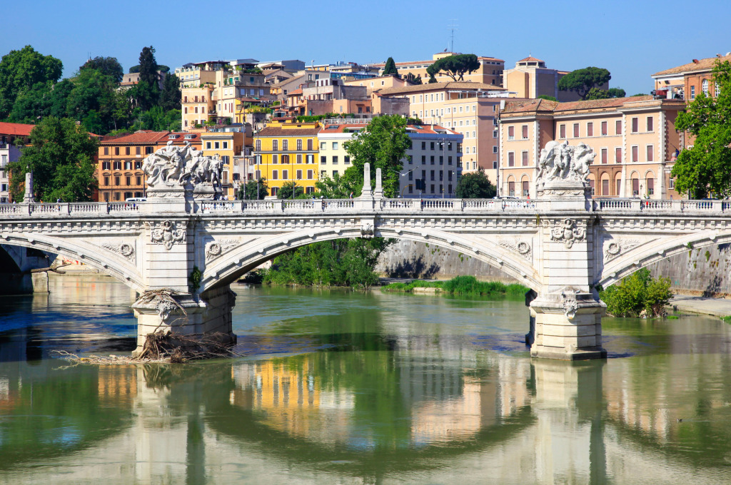Bridge over the Tiber River in Rome, Italy jigsaw puzzle in Bridges puzzles on TheJigsawPuzzles.com