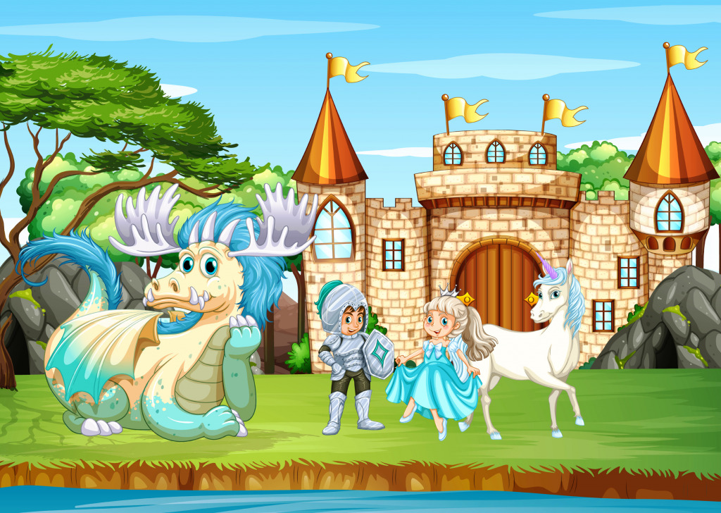 Fairytale Scene at the Castle jigsaw puzzle in Castles puzzles on TheJigsawPuzzles.com