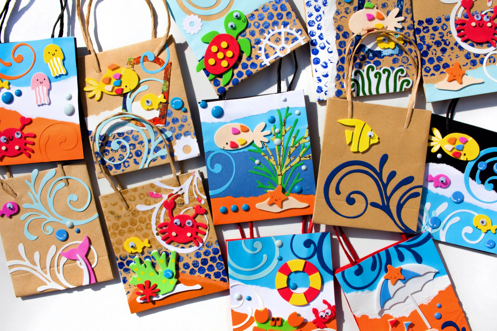 Decorated Paper Bags jigsaw puzzle in Handmade puzzles on ...