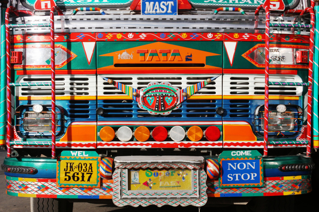 Front View of a Truck, Ladakh, India jigsaw puzzle in Puzzle of the Day puzzles on TheJigsawPuzzles.com