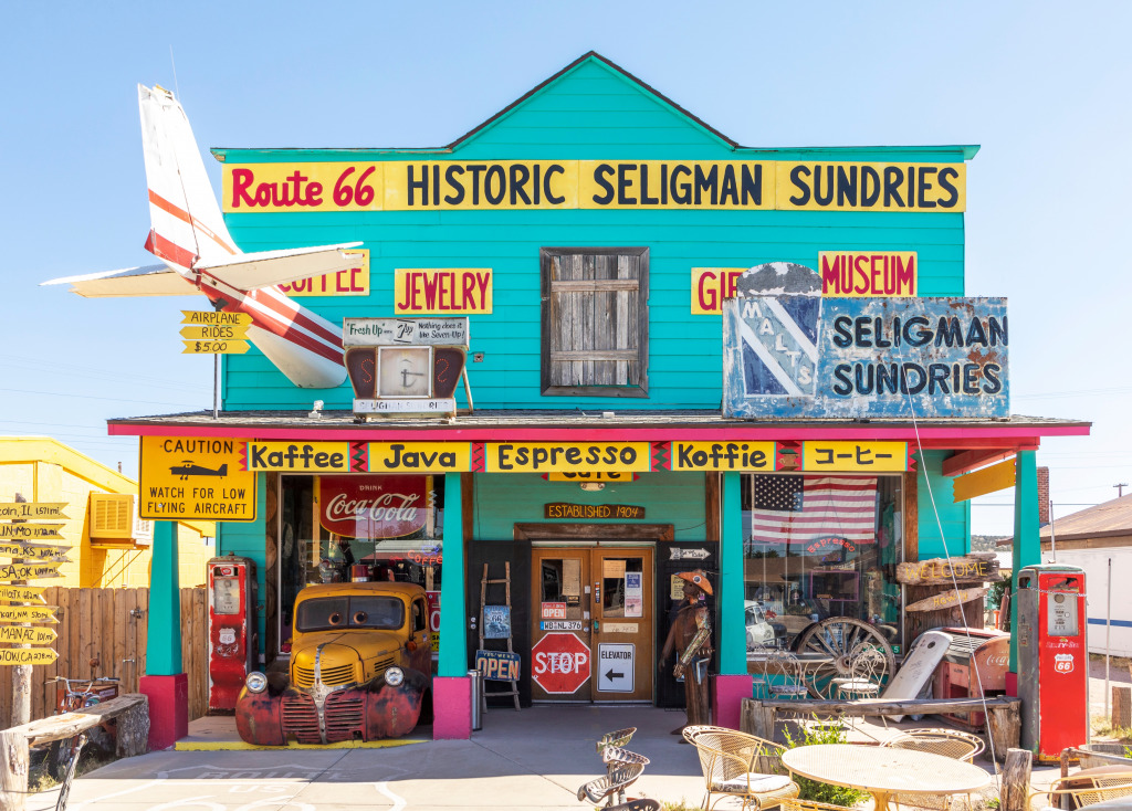 Shop Historic Seligman Sundries, Route 66, USA jigsaw puzzle in Puzzle des Tages puzzles on TheJigsawPuzzles.com