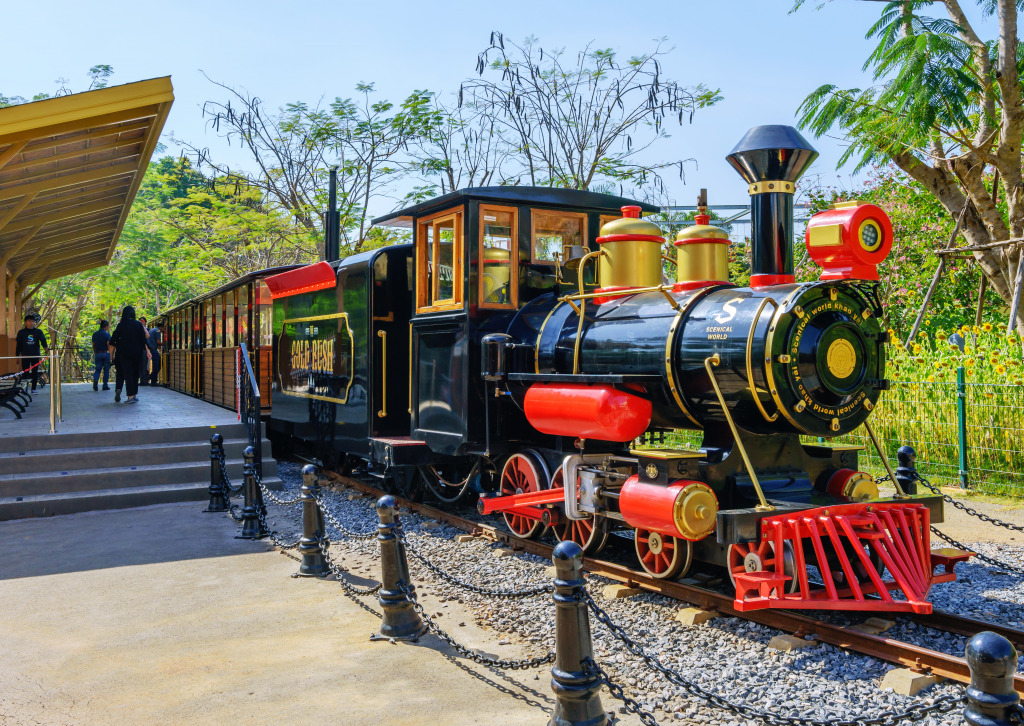 Gold Rush Train in an Amusement Park, Thailand jigsaw puzzle in Puzzle of the Day puzzles on TheJigsawPuzzles.com