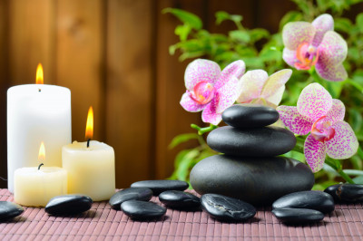 Spa Concept with Orchid, Stones and Candles jigsaw puzzle in Macro ...