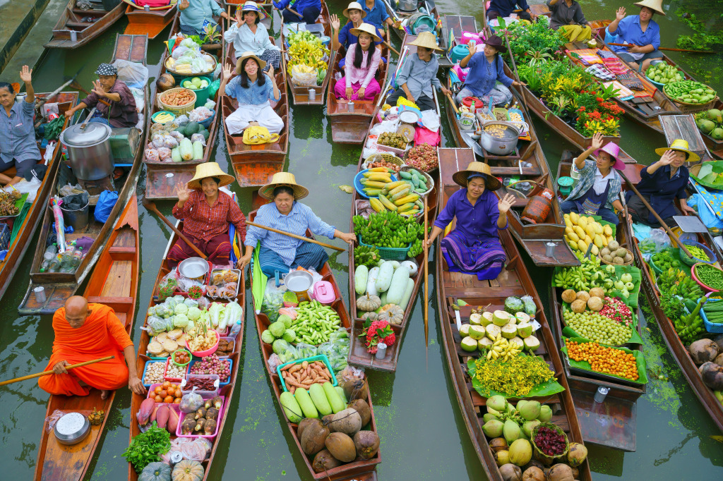 Marché flottant, Thaïlande jigsaw puzzle in Fruits & Légumes puzzles on TheJigsawPuzzles.com