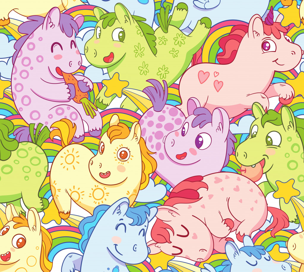 Funny Colorful Ponies jigsaw puzzle in Kids Puzzles puzzles on TheJigsawPuzzles.com