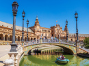 Canals of the Plaza Espana in Seville, Spain