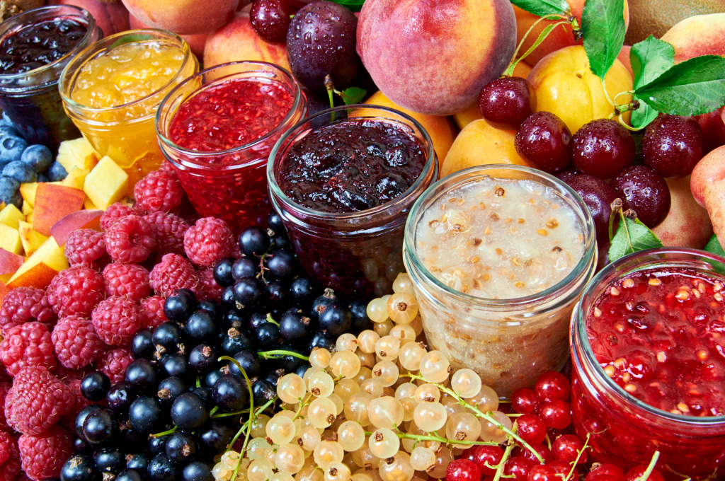 Mix of Jams and Fruits jigsaw puzzle in Fruits & Veggies puzzles on TheJigsawPuzzles.com