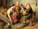 Children with the Rabbits in the Stable