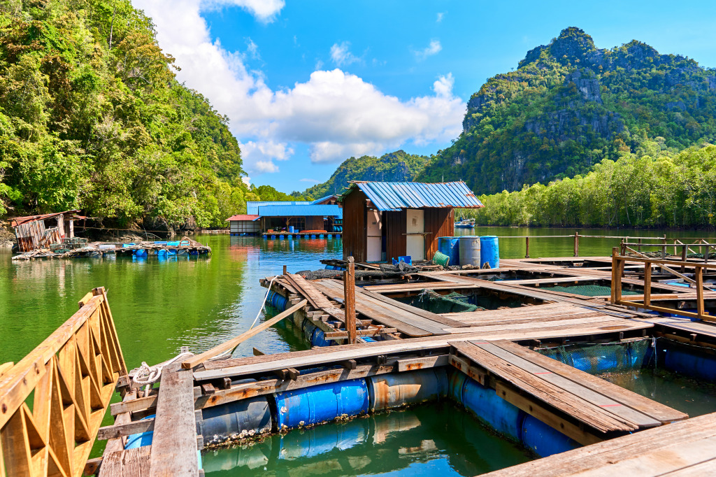 Floating Fish Farm, Langkawi Island, Malaysia jigsaw puzzle in Great Sightings puzzles on TheJigsawPuzzles.com