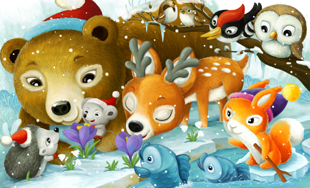 Сhristmas Animals in the Forest jigsaw puzzle in Kids Puzzles puzzles on TheJigsawPuzzles.com