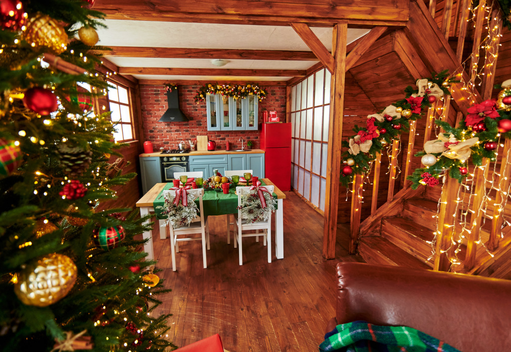 Christmas Decorated Wooden House jigsaw puzzle in Food & Bakery puzzles on TheJigsawPuzzles.com