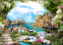 Collage with Houses of Venice and Waterfalls