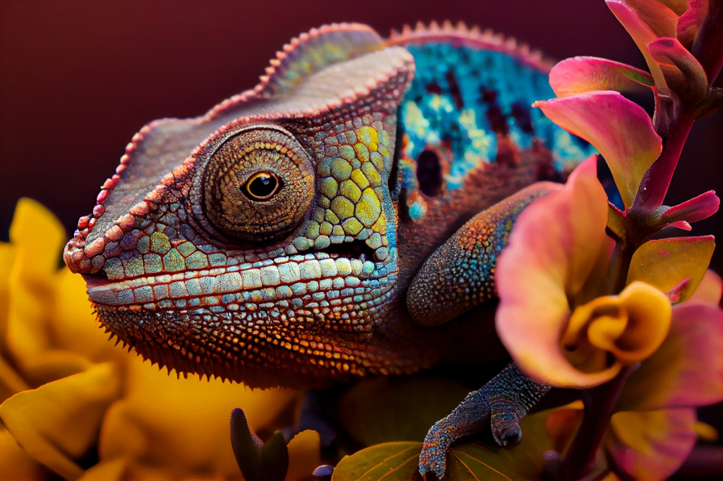 Chameleon on a Flower jigsaw puzzle in Macro puzzles on TheJigsawPuzzles.com