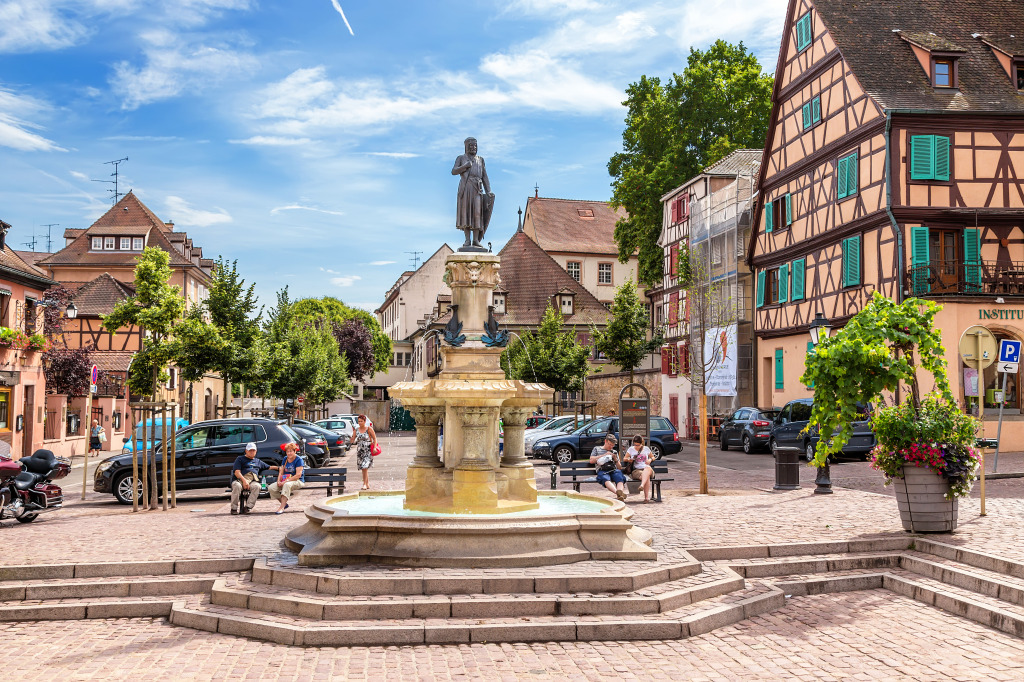 A Fountain in Colmar jigsaw puzzle in Waterfalls puzzles on TheJigsawPuzzles.com