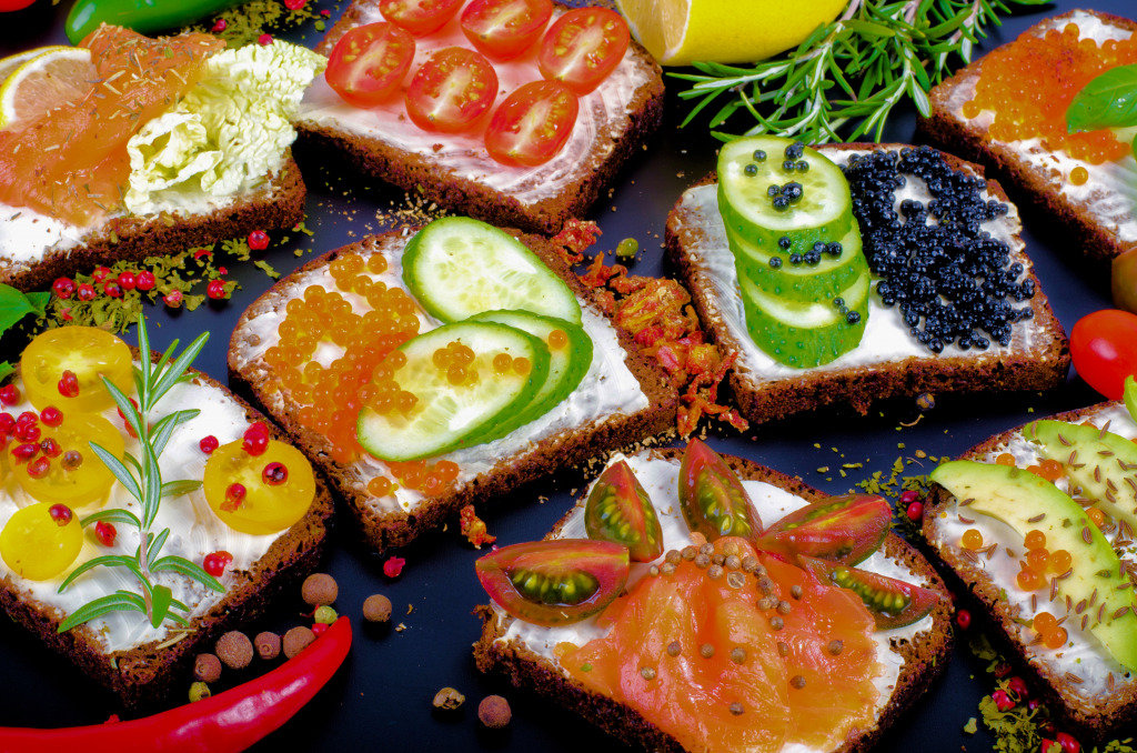 Nordic Open Sandwiches jigsaw puzzle in Food & Bakery puzzles on TheJigsawPuzzles.com