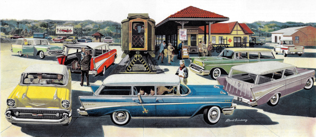 1957 Chevrolet Station Wagons Ad jigsaw puzzle in Cars & Bikes puzzles on TheJigsawPuzzles.com