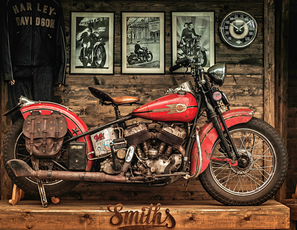Standard 1942 Harley Davidson WLA jigsaw puzzle in Voitures et Motos puzzles on TheJigsawPuzzles.com
