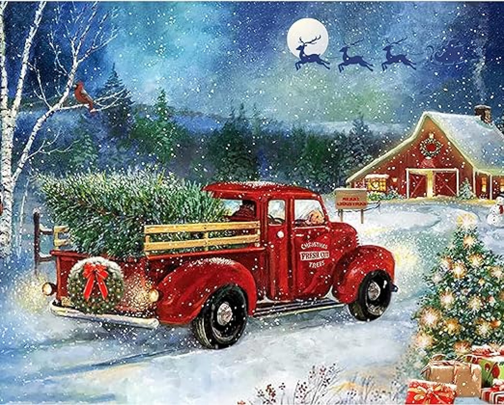 Christmas truck jigsaw puzzle in Lynda Baran puzzles on TheJigsawPuzzles.com