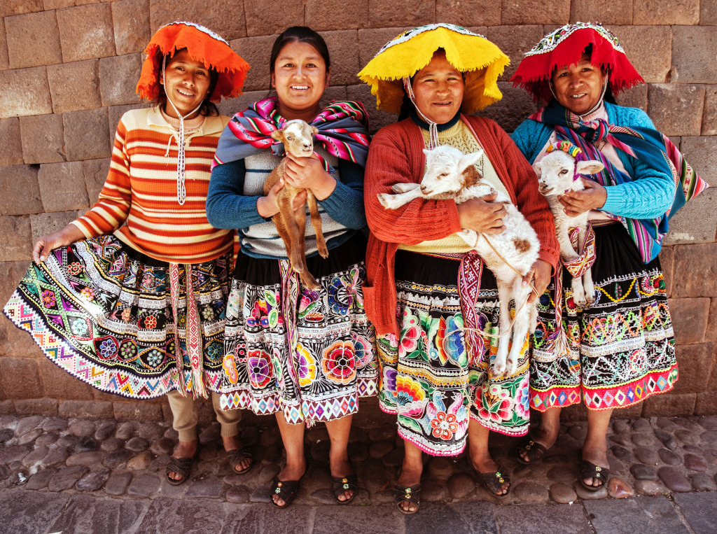 Quechua Women in Traditional Dresses jigsaw puzzle in People puzzles on TheJigsawPuzzles.com