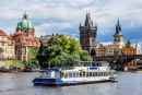 The Vltava Embankment With a Boat