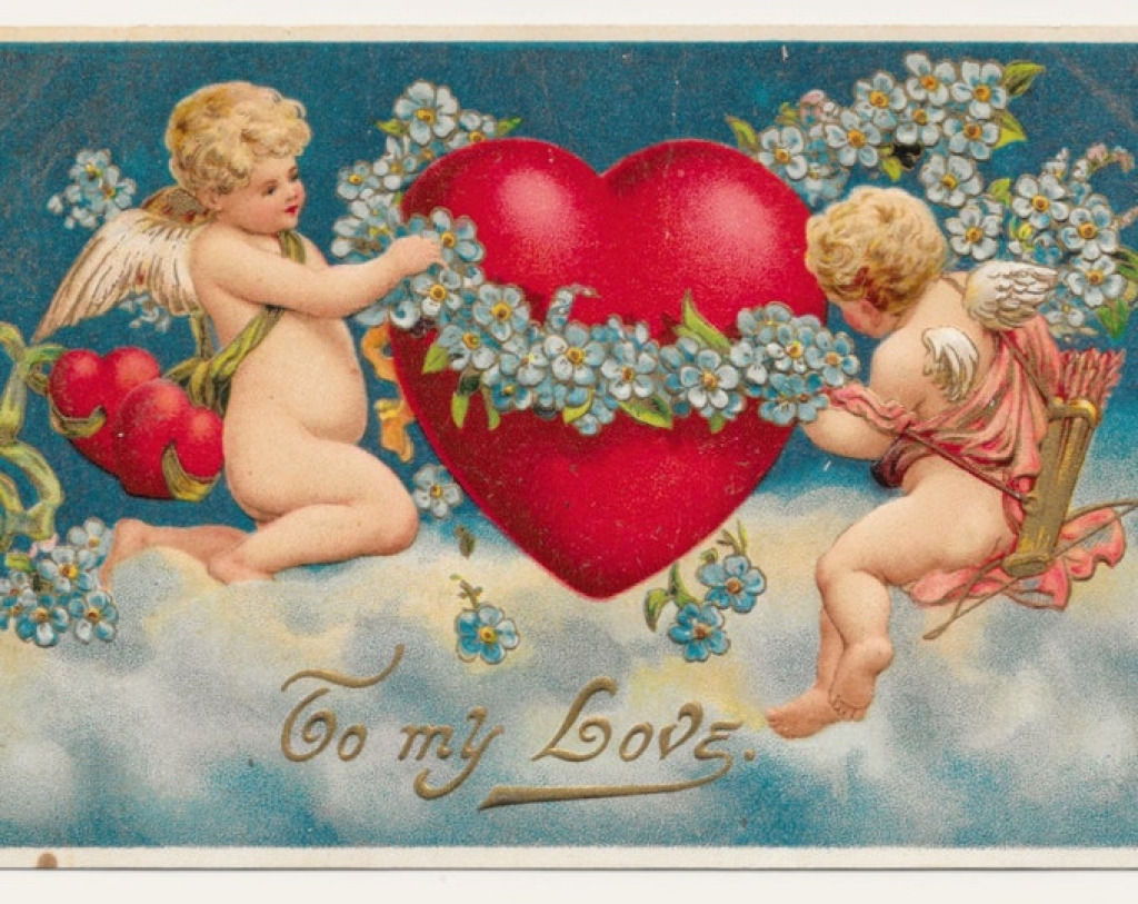 To My Love Valentine Postcard, 1913 jigsaw puzzle in Puzzle of the Day puzzles on TheJigsawPuzzles.com