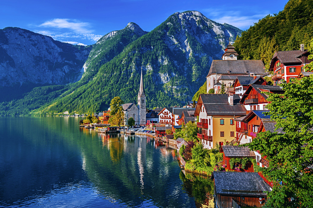 Hallstatt Mountain Village jigsaw puzzle in Puzzle of the Day puzzles on TheJigsawPuzzles.com