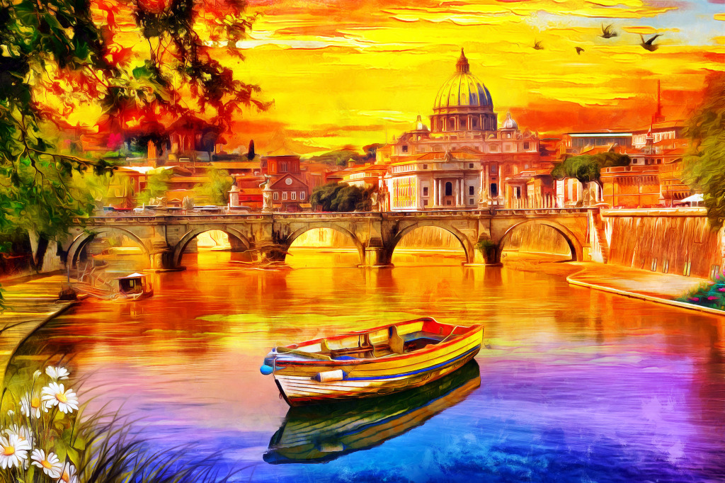 St. Peter's Cathedral and Tiber River jigsaw puzzle in Bridges puzzles on TheJigsawPuzzles.com