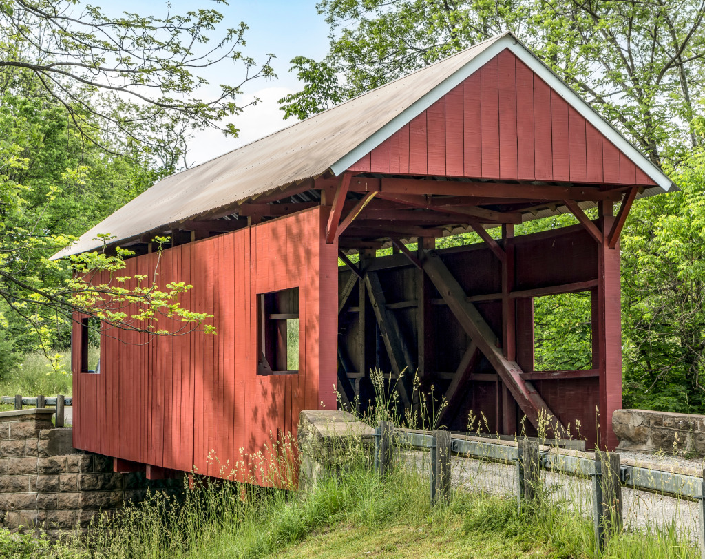 The Historic Red Erskine Covered Bridge jigsaw puzzle in Bridges puzzles on TheJigsawPuzzles.com