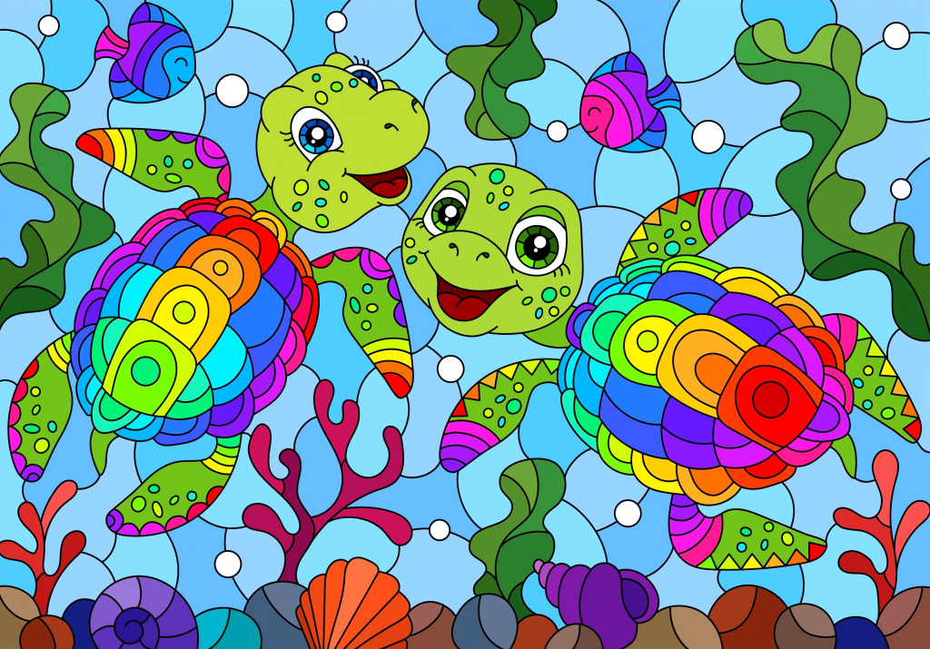 Две черепахи в воде jigsaw puzzle in Подводный мир puzzles on TheJigsawPuzzles.com
