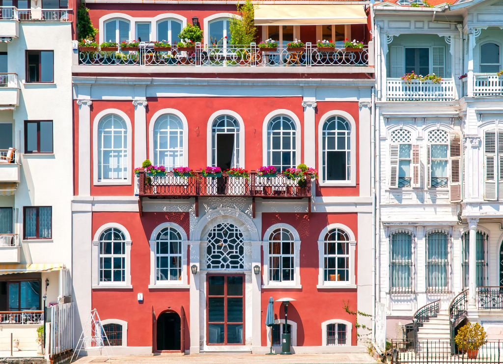 Beautiful Red Mansion Facade jigsaw puzzle in Street View puzzles on TheJigsawPuzzles.com
