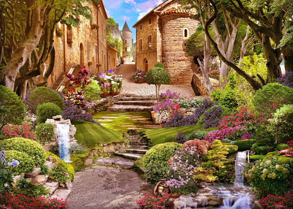 Waterfalls in a Small Town jigsaw puzzle in Waterfalls puzzles on TheJigsawPuzzles.com