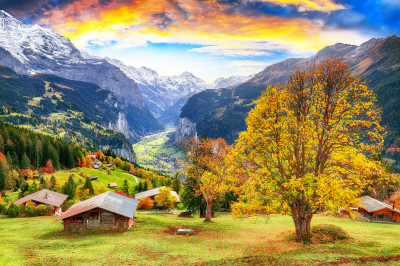 Alpine Wengen Village, Switzerland jigsaw puzzle in Great Sightings ...