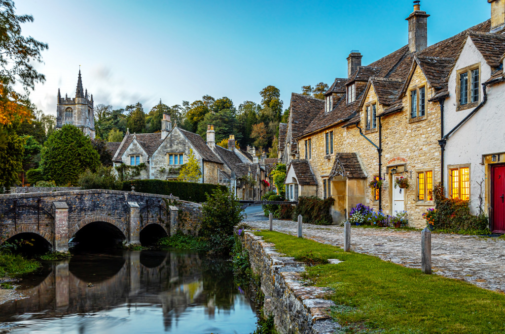 View of Castle Combe, England jigsaw puzzle in Bridges puzzles on TheJigsawPuzzles.com
