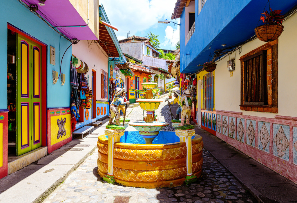 Colorful Street of Guatape, Colombia jigsaw puzzle in Puzzle of the Day puzzles on TheJigsawPuzzles.com
