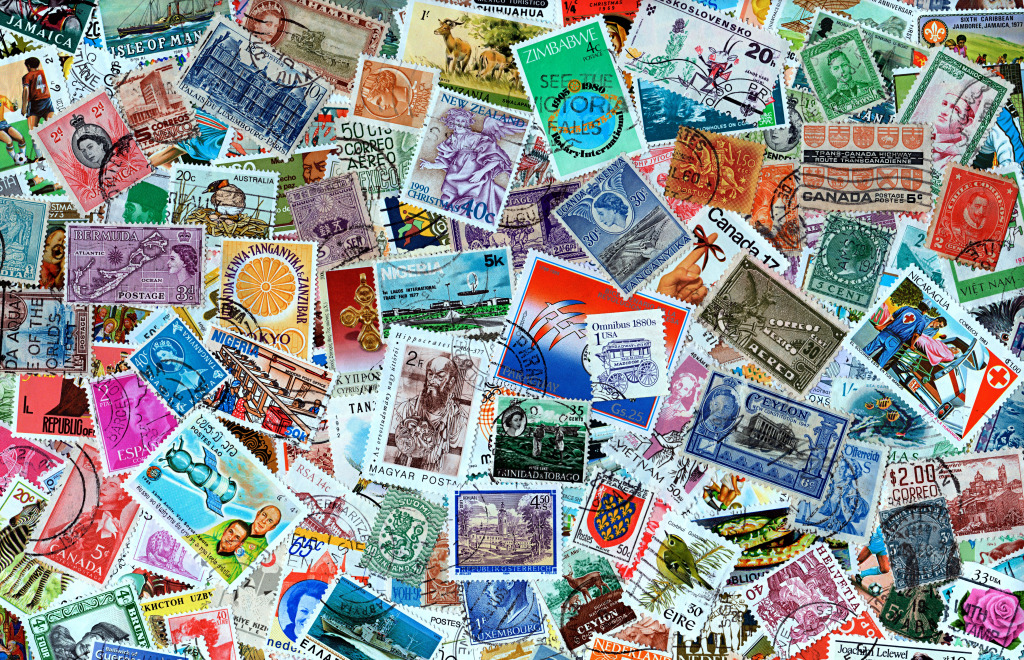 Coleção de Selos Postais Estrangeiros Mundiais jigsaw puzzle in Quebra-Cabeça do Dia puzzles on TheJigsawPuzzles.com