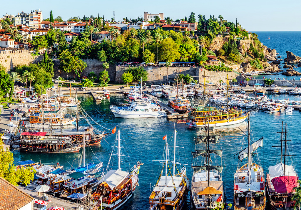 Old Harbor in Antalya, Turkey jigsaw puzzle in Puzzle of the Day puzzles on TheJigsawPuzzles.com