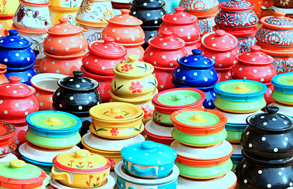 Colorful Handmade Pots jigsaw puzzle in Handmade puzzles on TheJigsawPuzzles.com