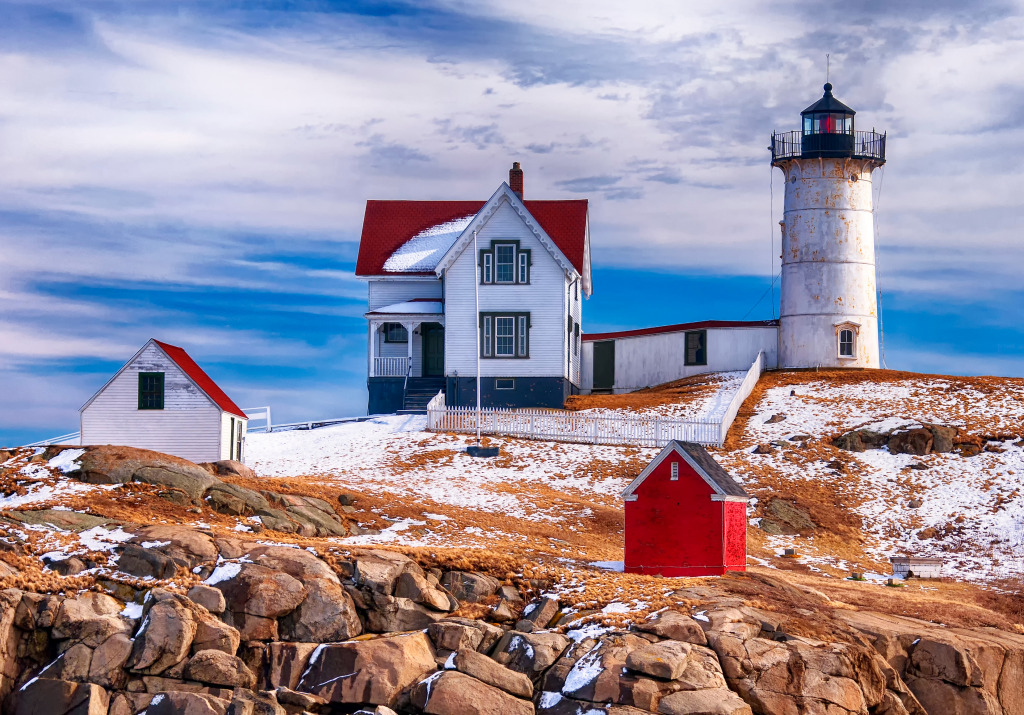 The Cape Neddick Nubble Lighthouse, USA jigsaw puzzle in Great Sightings puzzles on TheJigsawPuzzles.com