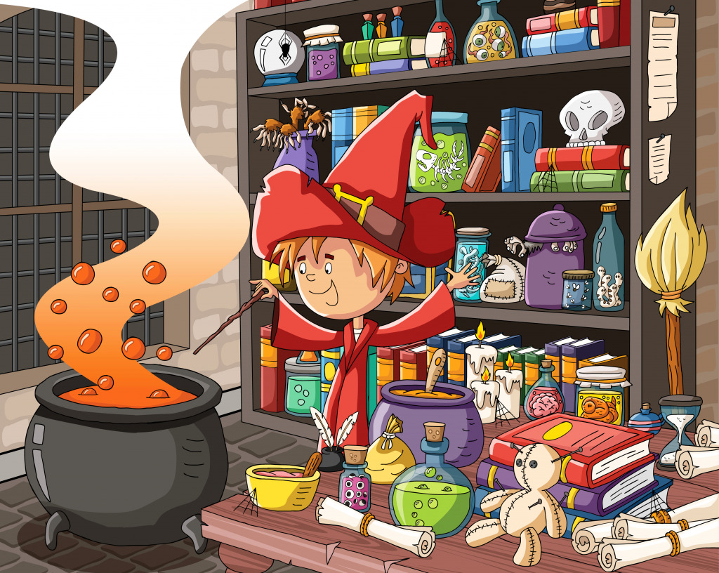 Wizard Working on a Magic Potion jigsaw puzzle in Kids Puzzles puzzles on TheJigsawPuzzles.com
