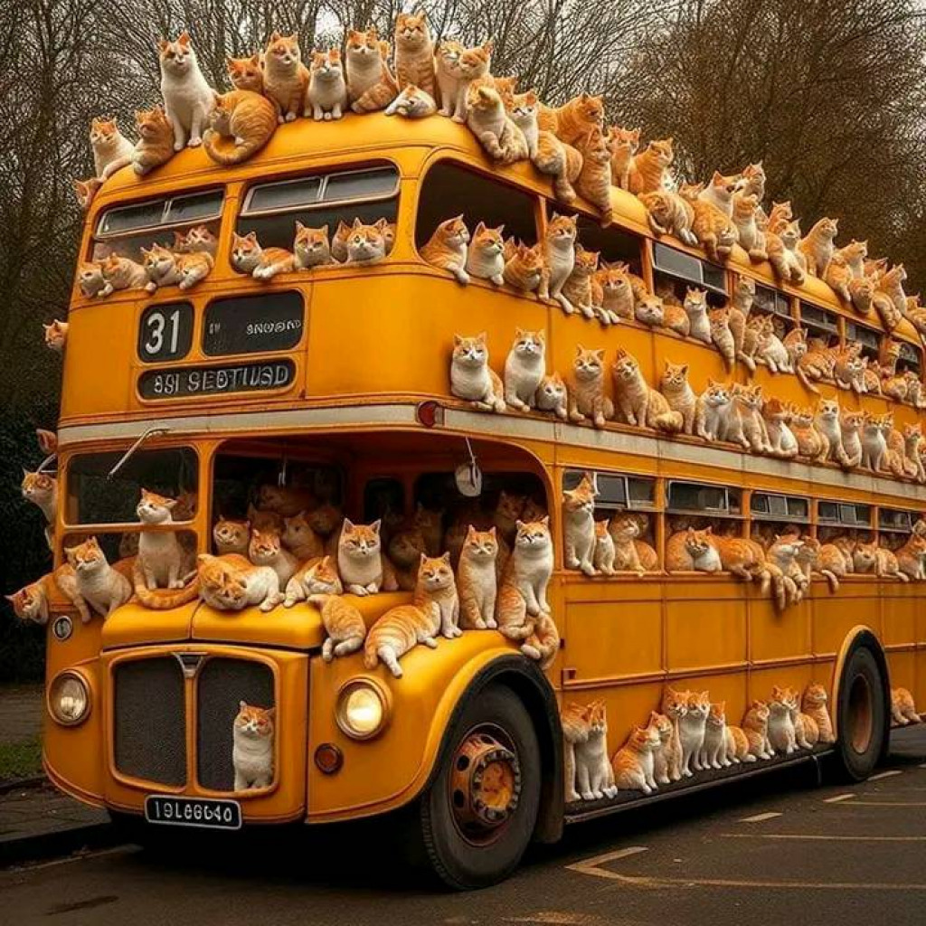 Bus Full of Cats jigsaw puzzle in Ruth Brant puzzles on TheJigsawPuzzles.com