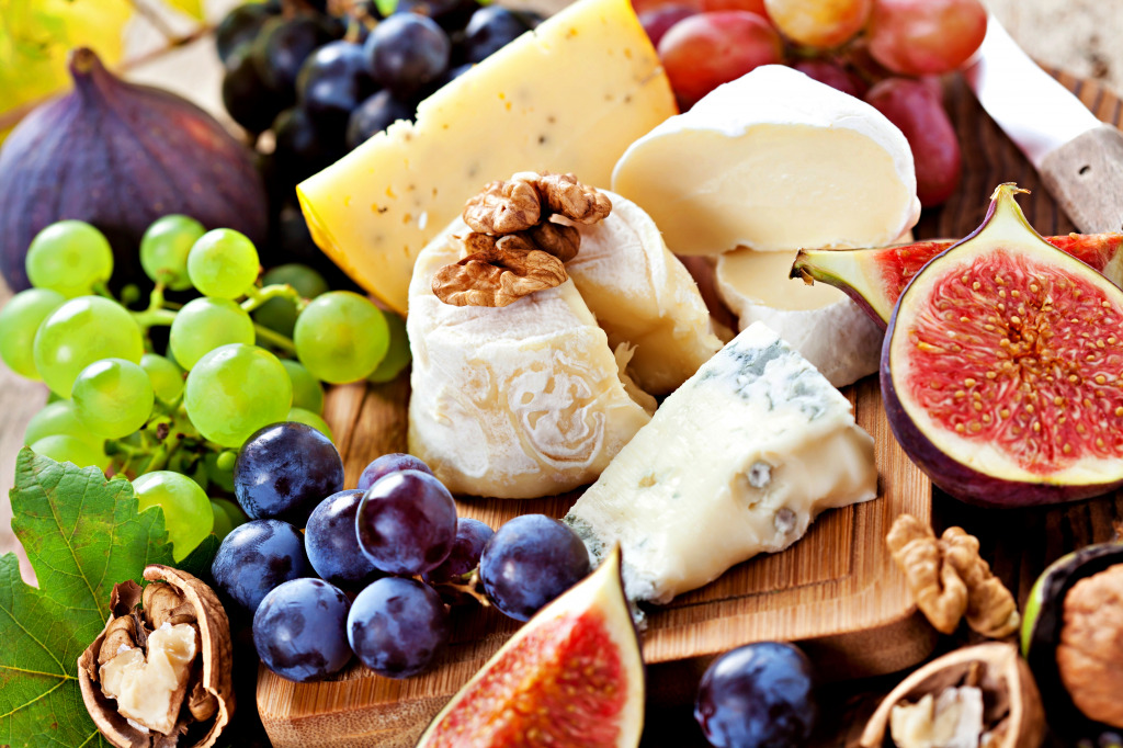 Cheese Platter With Fruits jigsaw puzzle in Fruits & Veggies puzzles on TheJigsawPuzzles.com