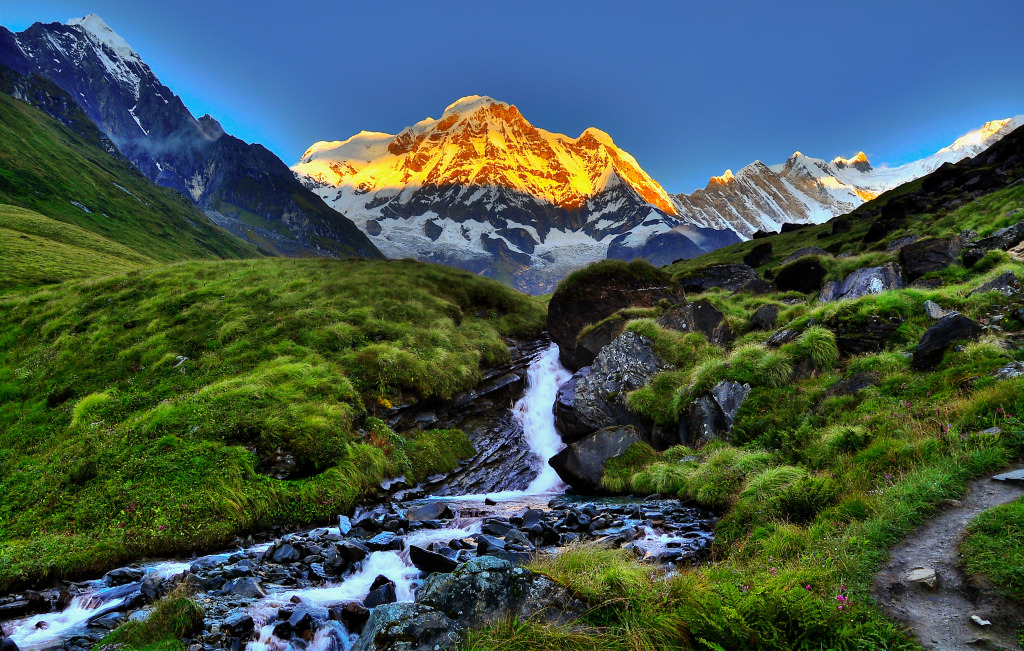 Annapurna South, Nepal jigsaw puzzle in Waterfalls puzzles on TheJigsawPuzzles.com