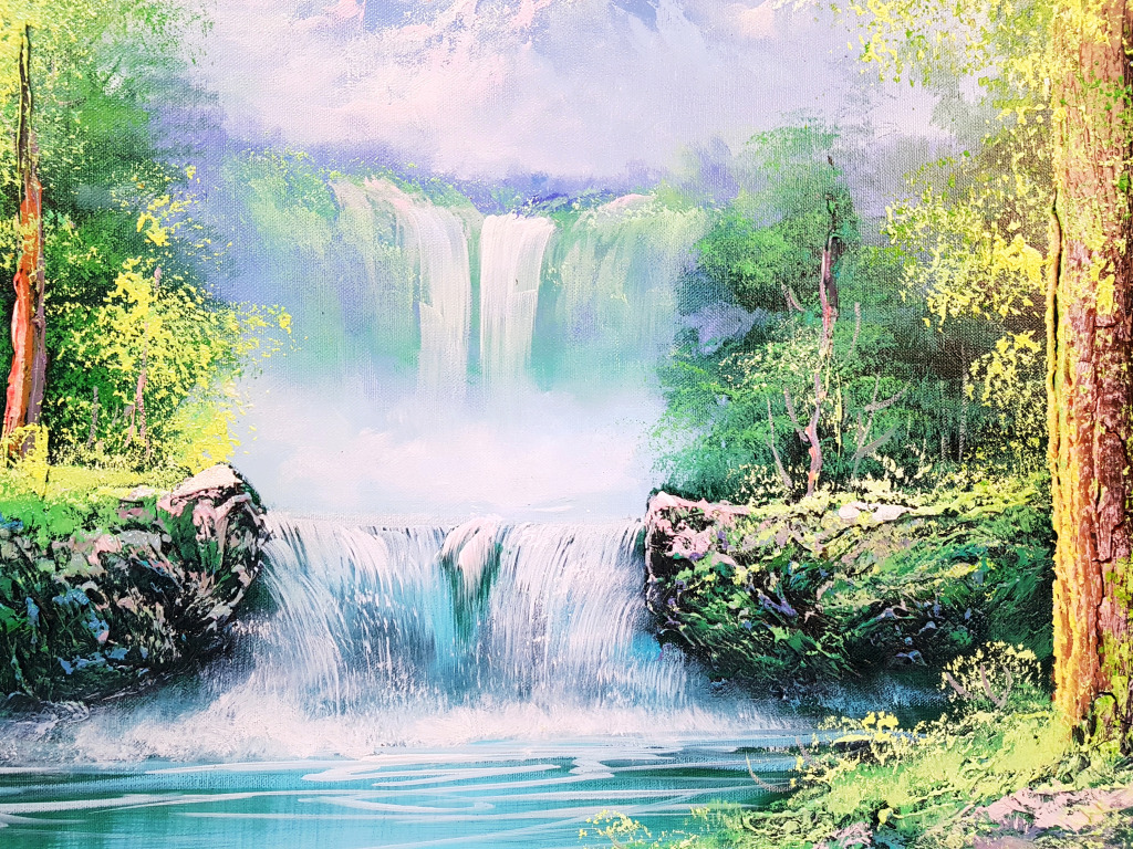 Waterfall on Canvas jigsaw puzzle in Waterfalls puzzles on TheJigsawPuzzles.com