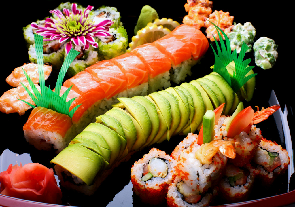 Served Sushi Rolls jigsaw puzzle in Food & Bakery puzzles on TheJigsawPuzzles.com